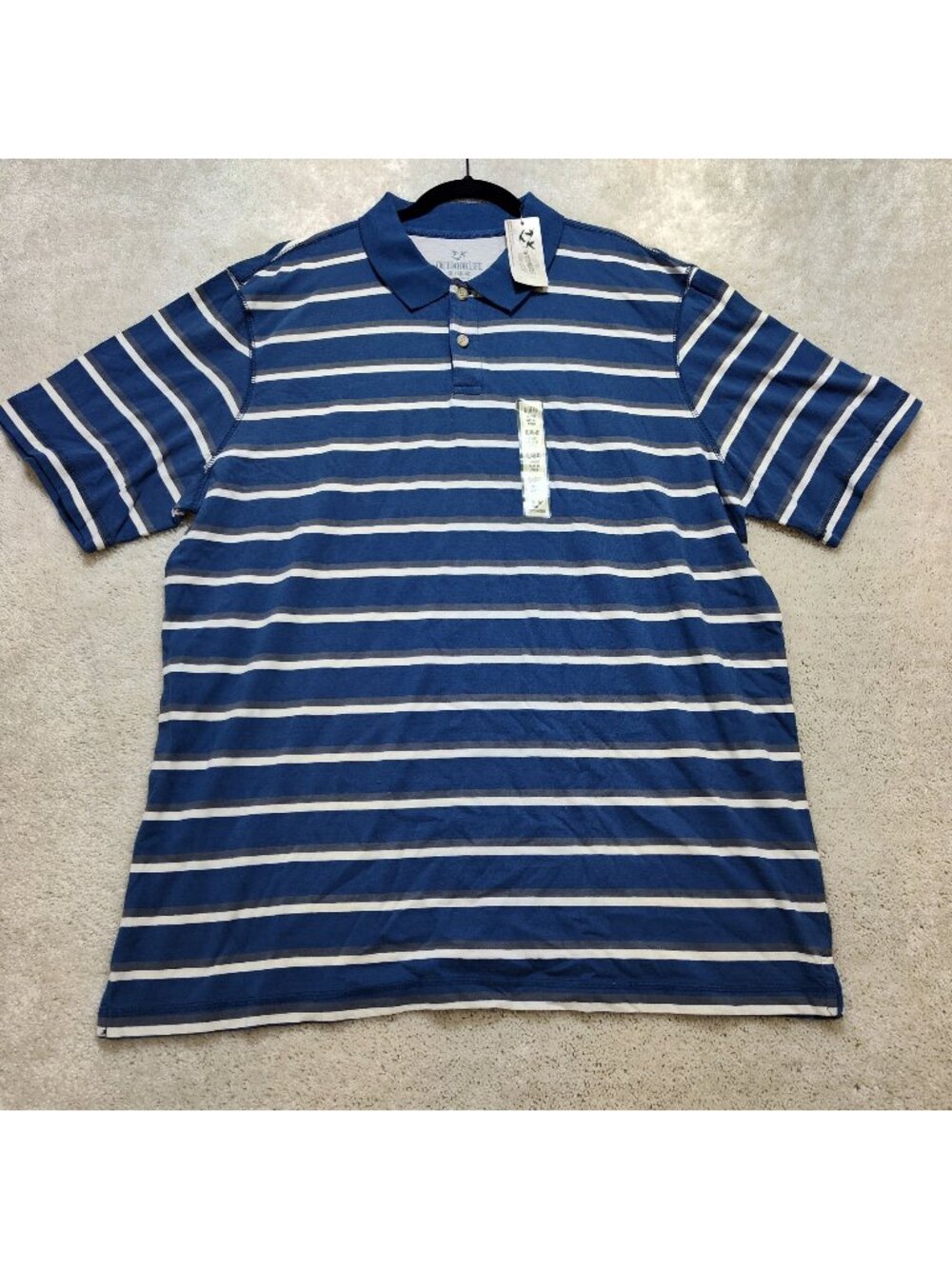 Outdoor Life Polo Shirt Men XL Striped Cotton Short Sleeve Ribbed Collar NWT